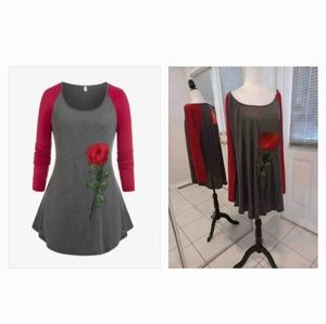 4/$80 Rose Applique Tunic Tee - Size 3X (US20)